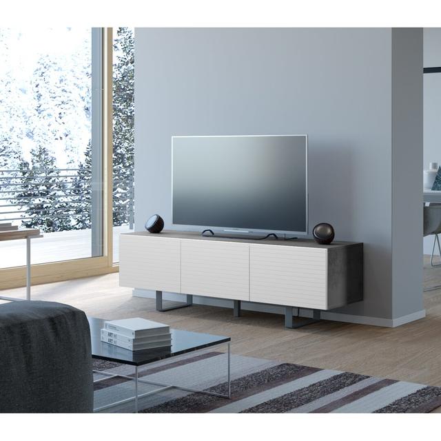 TV-Lowboard Fulater für TVs bis zu 85" Ebern Designs Farbe: Beton/Weiß on Productcaster.