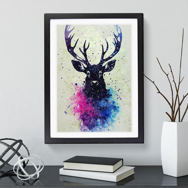 Stag Graffiti No.2 - Picture Frame Graphic Art Alpen Home Size: 64cm H x 46cm W x 2cm D, Frame Colour: Black Framed on Productcaster.