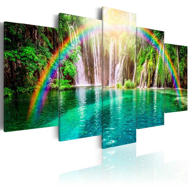 5 Piece No Frame Print on Canvas Ebern Designs Size: 200 cm x 100 cm on Productcaster.