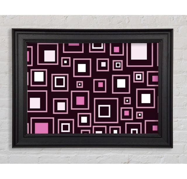 Squares In Squares Pink Framed Print Ivy Bronx Size: 84.1cm H x 142.2cm W on Productcaster.