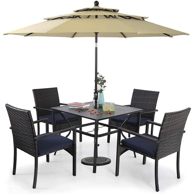 Alyah Square 6 - Piece 4 - Person 94Cm L Outdoor Table Set Blue Elephant on Productcaster.