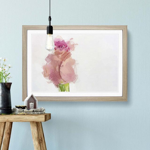 Pink Rose Beginning to Bloom - Picture Frame Graphic Art Print East Urban Home Frame Option: Oak, Size: 60cm H x 91cm W x 2cm D on Productcaster.