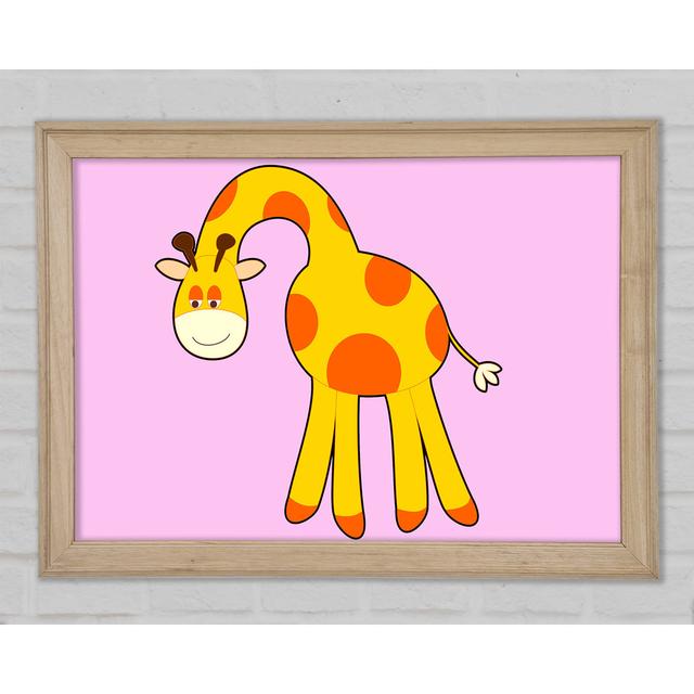 Funny Giraffe Looking Down Pink - Single Picture Frame Art Prints Bright Star Size: 21cm H x 29.7cm W x 1.5cm D on Productcaster.