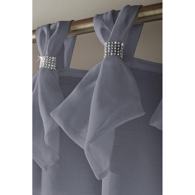 Aoibhne Tiara Tab Top Sheer Curtain Panel Brayden Studio Colour: Silver, Size per Panel: 144 W x 182 D cm on Productcaster.