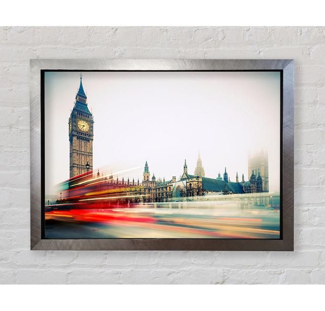 Big Ben Red Bus Bl - Print Brayden Studio Size: 100cm H x 141.4cm W x 3.4cm D, Format: Silver Framed Paper on Productcaster.