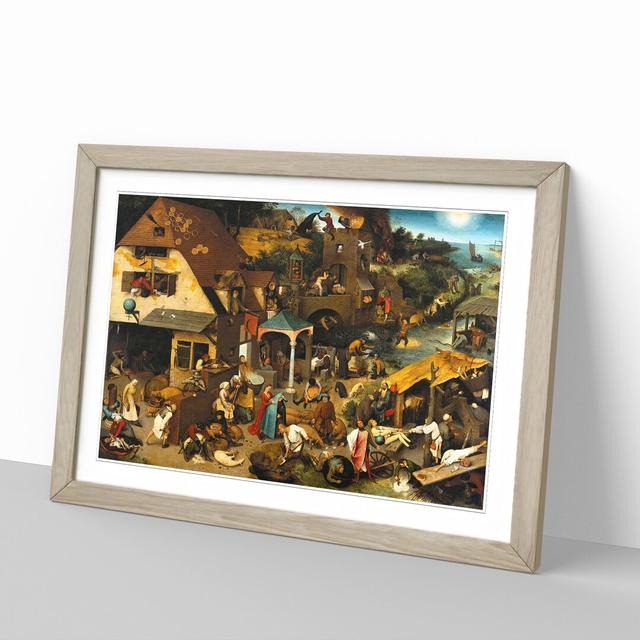 Neverlandish Proverbs by Pieter Bruegel the Elder - Picture Frame Painting on MDF East Urban Home Size: 36cm H x 48cm W x 2cm D, Frame Option: Oak Fra on Productcaster.