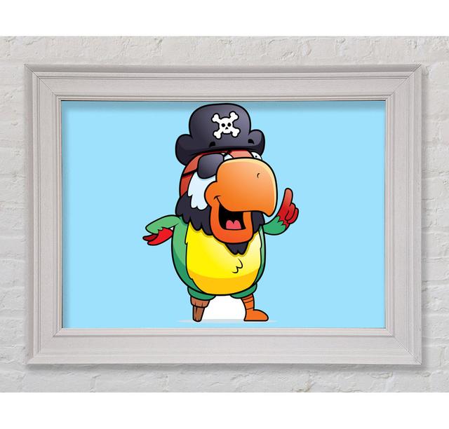 Pirate Parrot Eyepatch Framed Print Bright Star Size: 84.1cm H x 142.2cm W x 8cm D, Colour: Baby Blue on Productcaster.