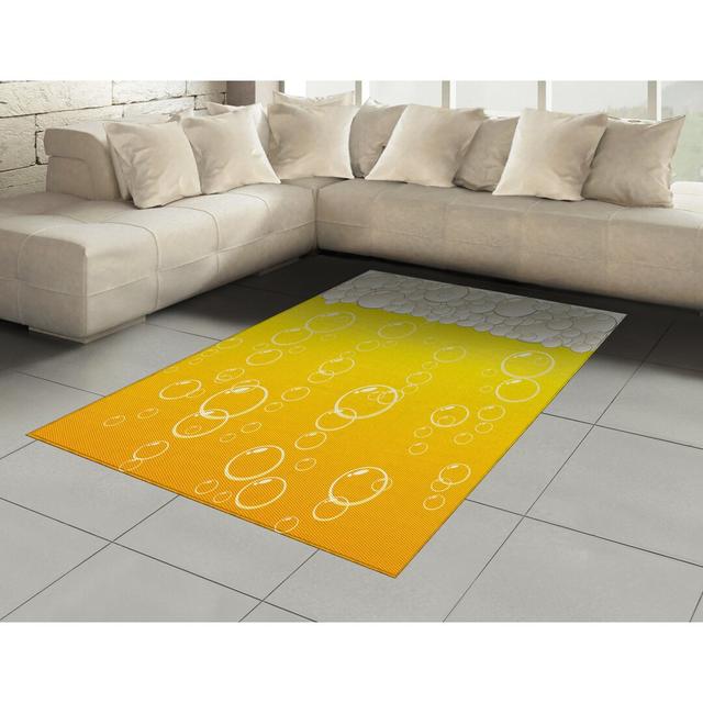 Walpole Flatweave Yellow/White Rug Ebern Designs Rug Size: Rectangle 120 x 180cm on Productcaster.