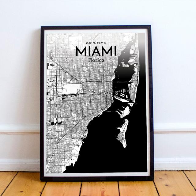 Miami City Map - Unframed Graphic Art Print on Paper East Urban Home Size: 50.8cm H x 40.6cm W x 0.13cm D on Productcaster.