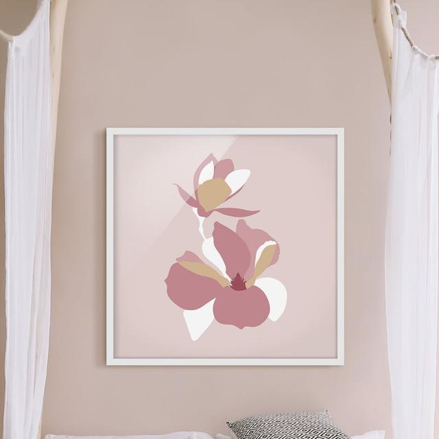 Line Art Flowers Pastel Pink - Picture Frame Graphic Art ClassicLiving Size: 30cm H x 30cm W x 2cm D, Matte Colour: No Matte, Format: White Framed on Productcaster.