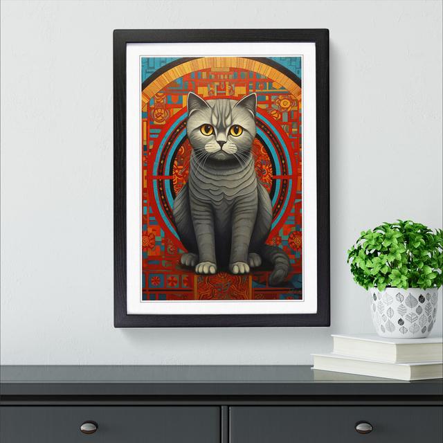 Cat Deco - Single Picture Frame Print on Wood Marlow Home Co. Format: Black Framed, Size: 34cm H x 25cm W x 2cm D on Productcaster.