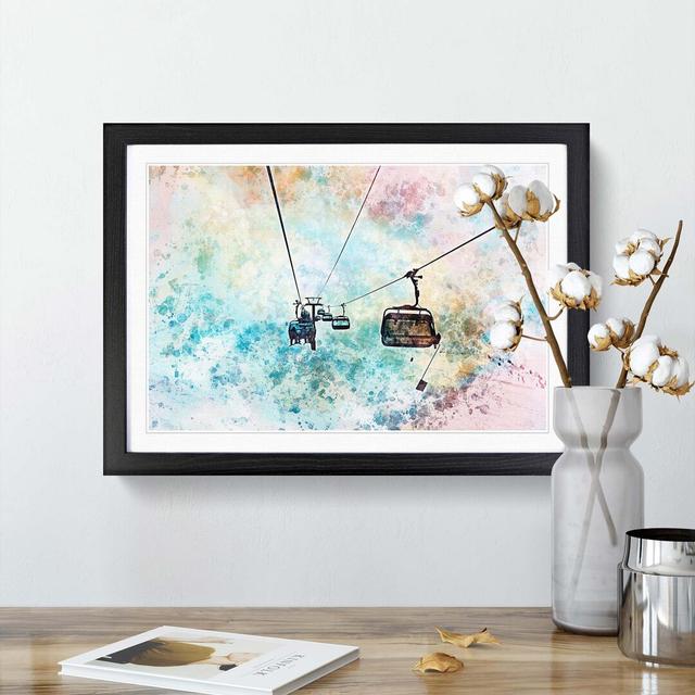 Riding the Ski Lift in Abstract - Picture Frame Painting Print East Urban Home Frame Option: Black, Size: 60cm H x 91cm W x 2cm D on Productcaster.