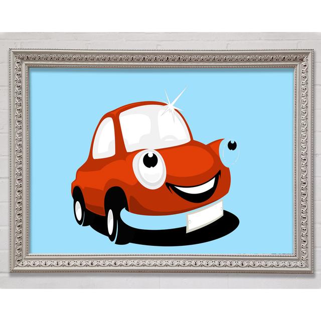 Smiling Clean Car Baby Blue Framed Print Happy Larry Size: 84.1cm H x 118.9cm W x 3cm D, Colour: Baby Blue, Format: White Framed Paper on Productcaster.