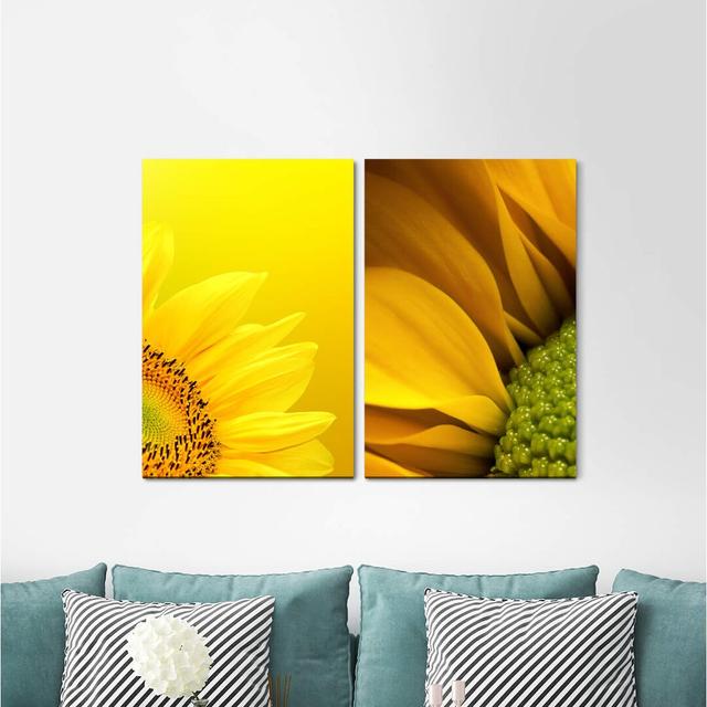 2-tlg. Leinwandbilder-Set - Fotografie „Sunflower Yellow Orange Summer Positive Warm” East Urban Home on Productcaster.