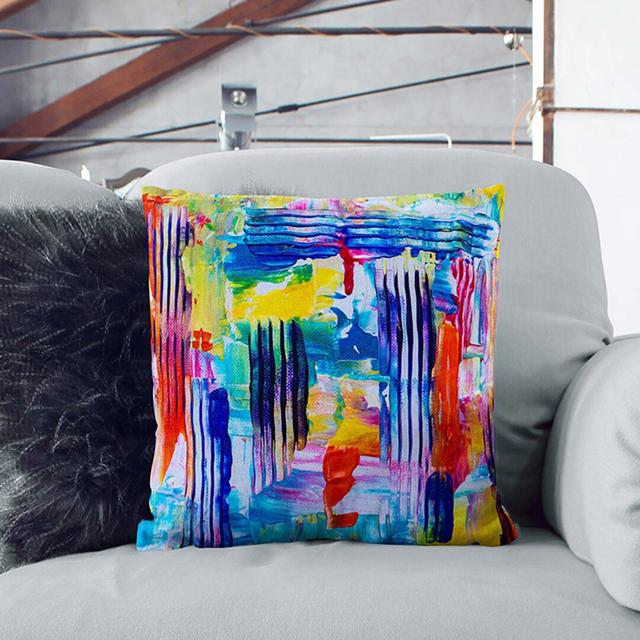 Abstract Art Painting Vol.324 by S.Johnson Cushion with Filling East Urban Home Backing Colour: White, Size: 55 x 55 cm on Productcaster.