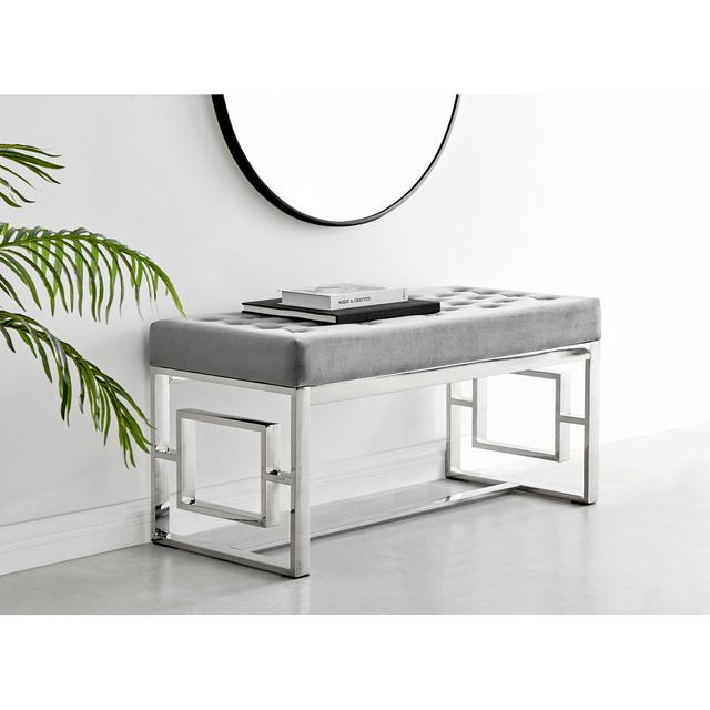 Camberley Luxury Velvet Upholstered Bedroom Bench - Dressing Table Seat or End of Bed Bench Furniture Box Colour: Gray/Silver on Productcaster.