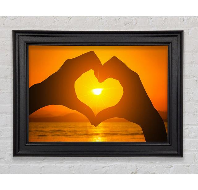 Love Heart Hands Sunset Framed Print Highland Dunes Size: 29.7cm H x 42cm W x 8cm D on Productcaster.