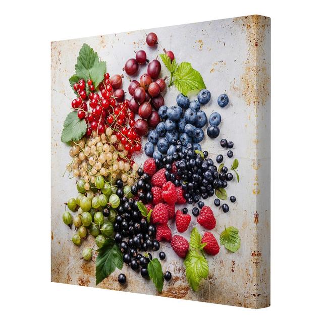 Mixture of Berries on Metal Graphic Art Print on Canvas East Urban Home Size: 100cm L x 100cm W on Productcaster.