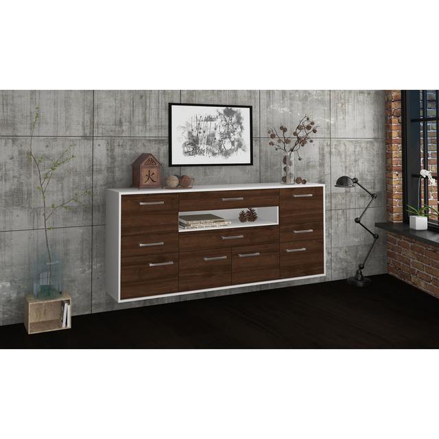 Sideboard Coral Springs, flying/metal handles, size: 180x79x35cm Ebern Designs Colour: Walnut/White on Productcaster.