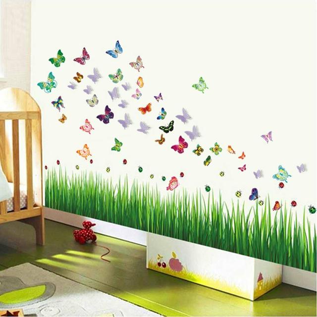 Ladybird Grass, Butterflies and 3D Light Blue Wall Sticker East Urban Home on Productcaster.