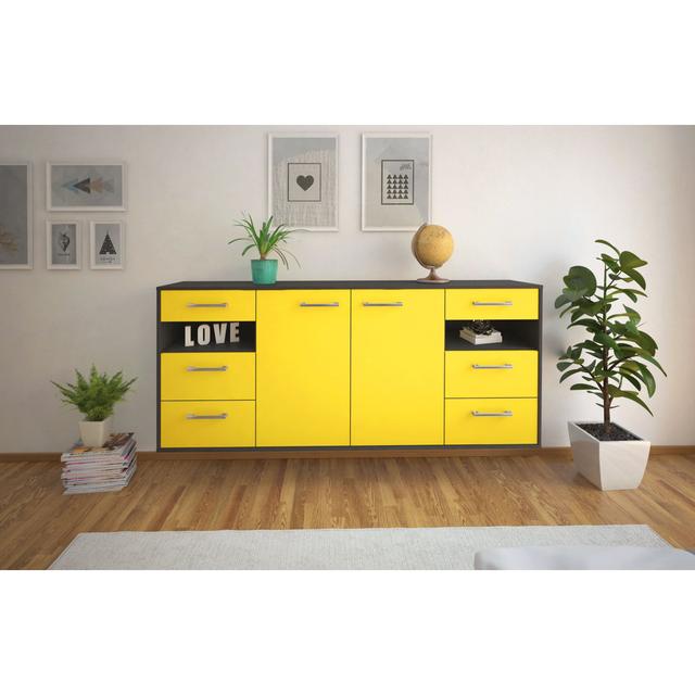 Baheerathan sideboard, color: yellow/white, flying/metal handles, size: 180 x 79 x 35cm Brayden Studio Colour: Yellow/Anthracite on Productcaster.