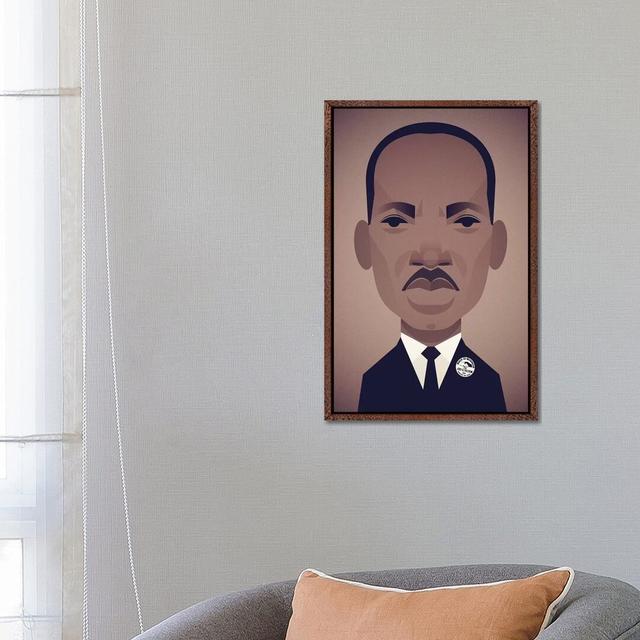 MLK by Stanley Chow - Graphic Art Print on Canvas 17 Stories Format: Classic Brown Wood Framed, Size: 66.04cm H x 45.72cm W x 3.81cm D on Productcaster.