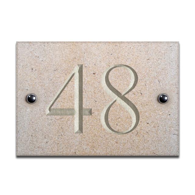 Chebanse 10Cm H Stone House Number Dakota Fields Colour: White, Number: 48 on Productcaster.