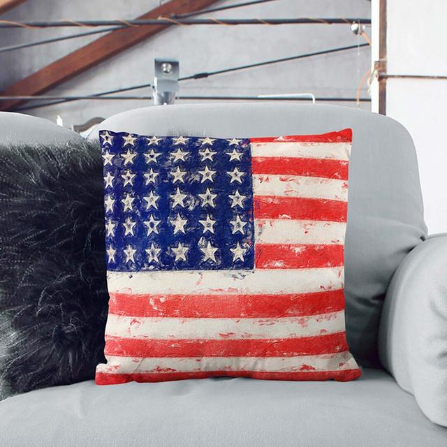 Flag of the United States of America Cushion with Filling East Urban Home Size: 55cm H x 55cm W x 20cm D, Backing Colour: White on Productcaster.