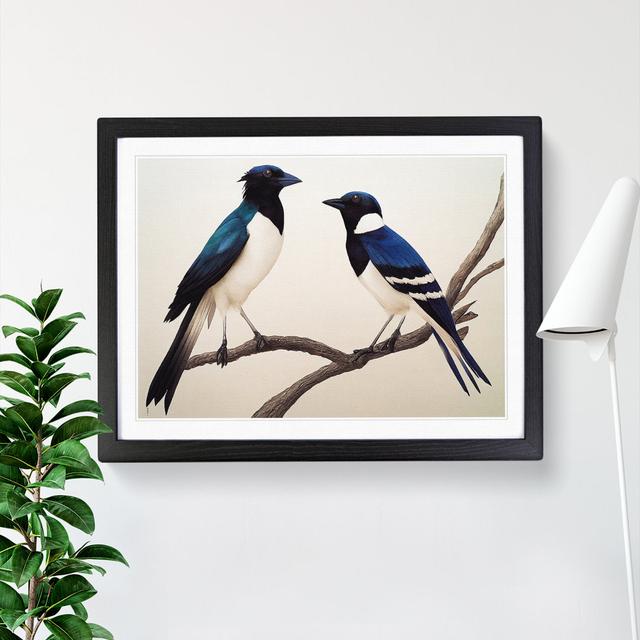 Magpie Bird Watercolour Vol.2 - Single Picture Frame Print Marlow Home Co. Frame Colour: Black, Size: 46cm H x 64cm W x 2cm D on Productcaster.