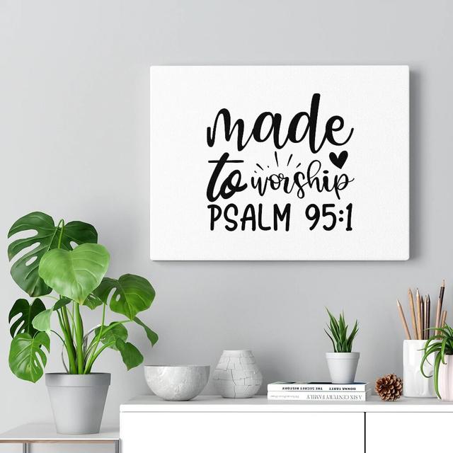 Made to Worship Psalm 95:1 - Wrapped Canvas Typography Blue Elephant Size: 46cm H x 61cm W on Productcaster.