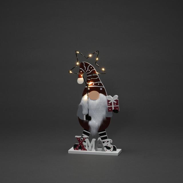 Wooden Santa with Star 34.5cm LED Figurine Konstsmide on Productcaster.