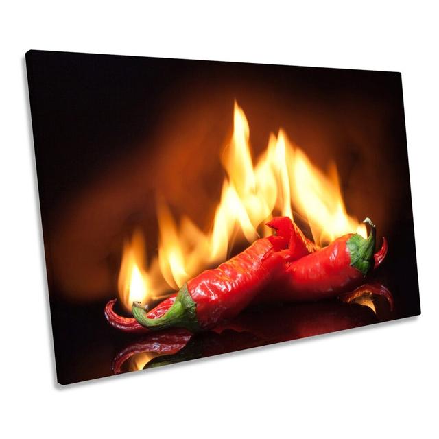 Kitchen Flaming Hot Chilli - Wrapped Canvas Print Ebern Designs Size: 30.5cm H x 45.7cm W x 2cm D on Productcaster.