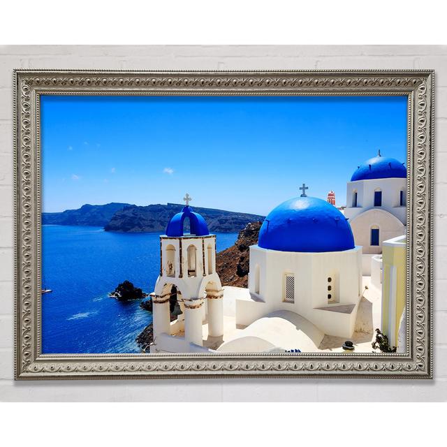 Santorini Wonder Gerahmter Druck Wandkunst House of Hampton Format: Poster mit silberfarbenem Rahmen, Größe: 42 cm H x 59,7 cm B x 3 cm T on Productcaster.