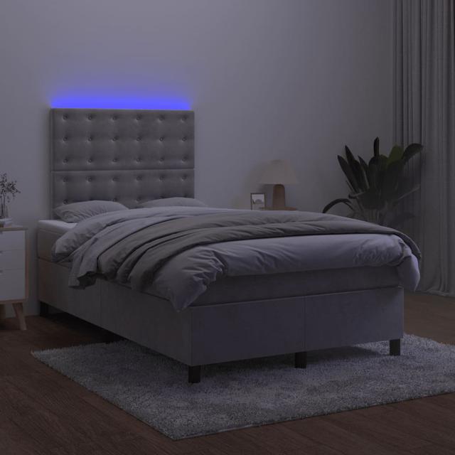 Vidaxl Boxspringbett Mit Matratze & LED Hellgrau 120X190 Cm Samt Metro Lane Farbe: Hellgrau on Productcaster.