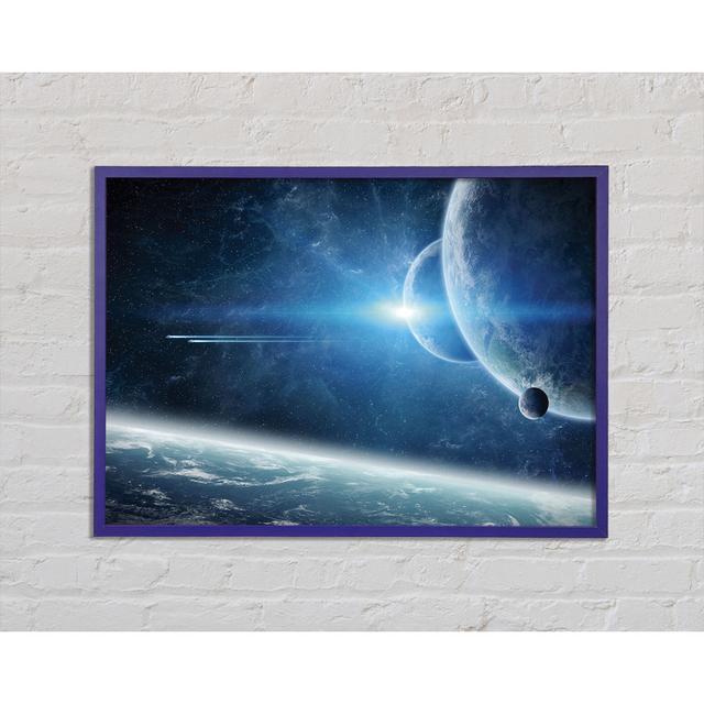 Ice Blue Planet Framed Print Brayden Studio Size: 42cm H x 59.7cm W x 2cm D, Format: Purple Framed Paper on Productcaster.