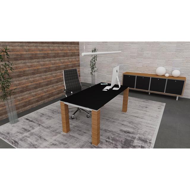 Brigitte Executive Desk Ebern Designs Colour (Top/Frame): Black/Brown, Size: 72cm H x 180cm W x 100cm D on Productcaster.