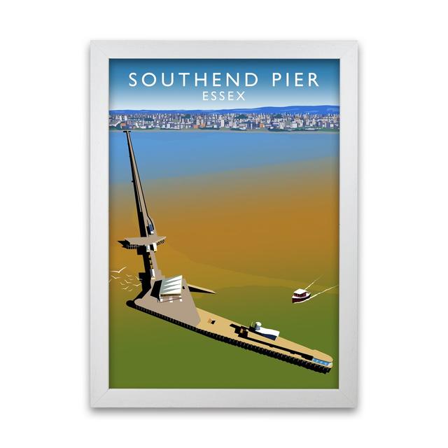 Southend Pier Essex by Richard O'Neill - Single Picture Frame Print 17 Stories Size: 42 cm H x 29.7 cm W x 3 cm D, Frame Option: White on Productcaster.