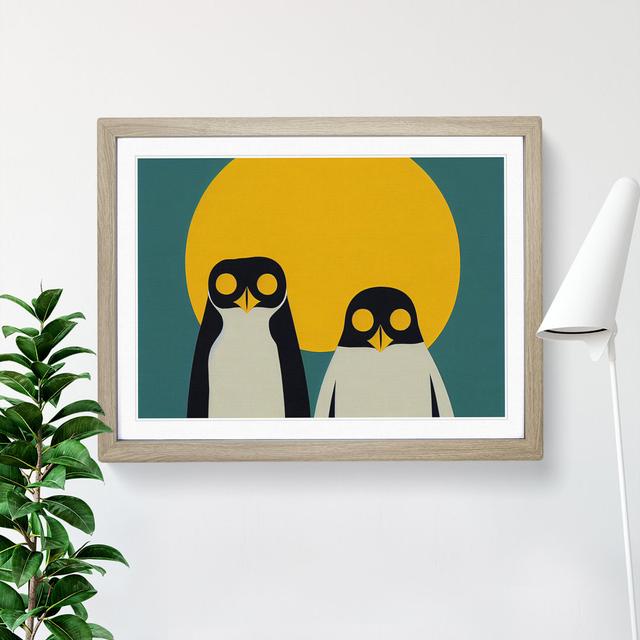 Two Abstract Penguins - Picture Frame Graphic Art 17 Stories Size: 25cm H x 34cm W x 2cm D, Frame Colour: Oak Framed on Productcaster.