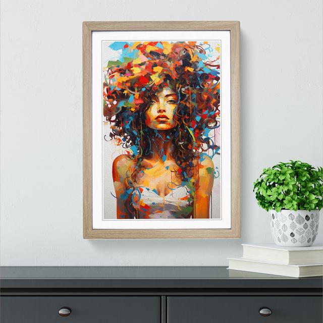 Woman With Curls Expressionism No.2 - Single Picture Frame Print on Wood Marlow Home Co. Size: 46cm H x 34cm W x 2cm D, Frame Colour: Oak on Productcaster.