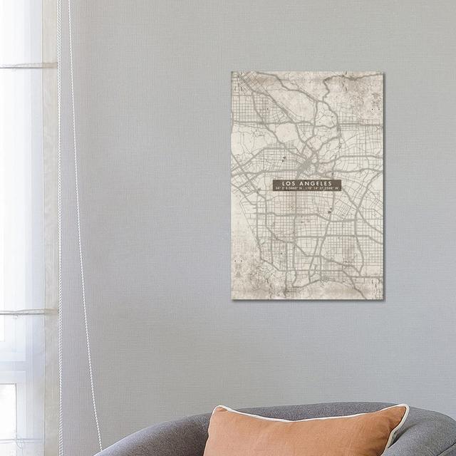 Los Angeles City Map Abstract by WallDecorAddict - Wrapped Canvas Print Williston Forge Size: 66.04cm H x 45.72cm W x 3.81cm D on Productcaster.