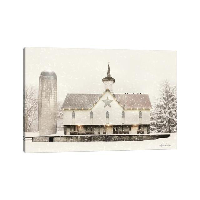 Christmas Star Barn With Lights by Lori Deiter - Print on Canvas The Seasonal Aisle Format: Wrapped Canvas, Size: 66.04cm H x 101.6cm W x 3.81cm D on Productcaster.