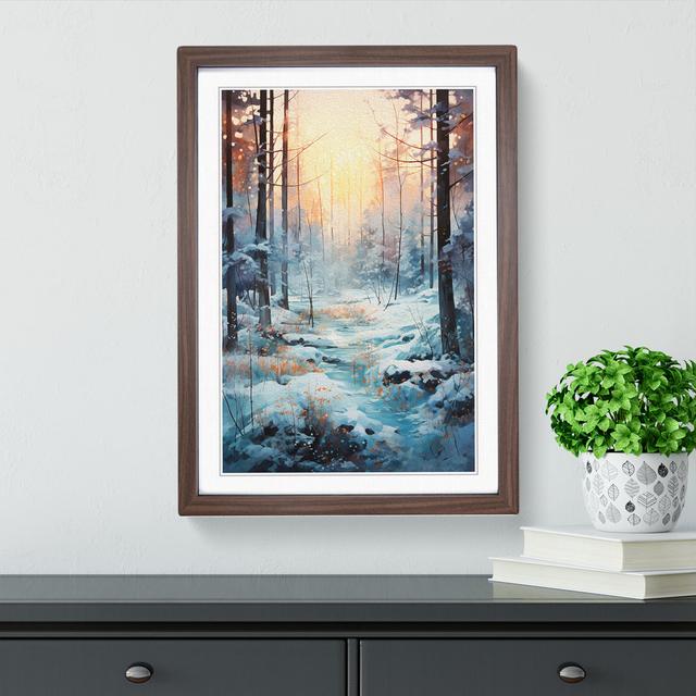 Winter Forest Contemporary No.4 - Single Picture Frame Print on Wood Alpen Home Size: 64cm H x 46cm W x 2cm D, Frame Colour: Walnut on Productcaster.