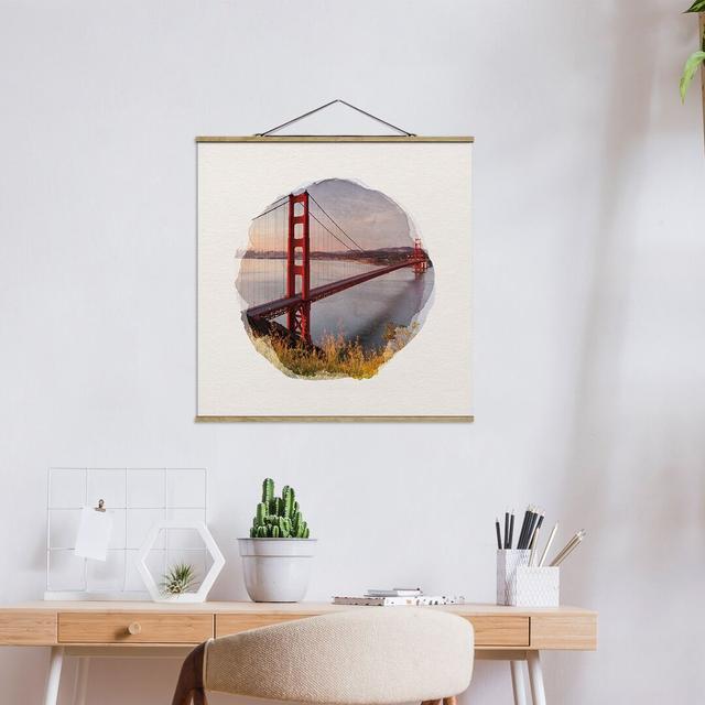 Golden Gate Bridge in San Francisco - Graphic Art Print Ebern Designs Size: 80cm H x 80cm W x 0.3cm D on Productcaster.