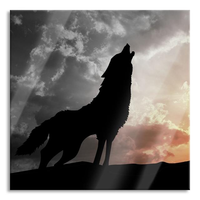 Glasbild Wolf Heulen Alpen Home Größe: 50 cm H x 50 cm B x 0,4 cm T on Productcaster.