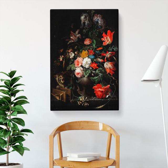 Cat and Flowers by Abraham Mignon - Wrapped Canvas Painting East Urban Home Size: 76cm H x 50cm W x 3cm D on Productcaster.