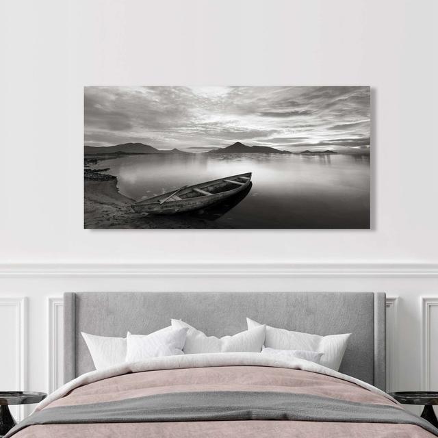 Sunset on a Lake, Scotland (B&W) by Pangea - Wrapped Canvas Art Prints Union Rustic Size: 70cm H x 140cm W x 4cm D on Productcaster.