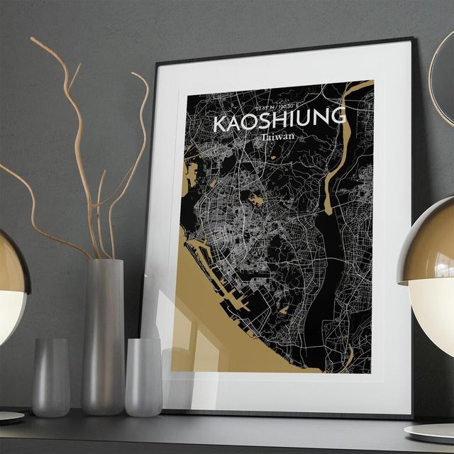 Kaoshiung City Map in Luxe - Unframed Graphic Art Borough Wharf Size: 36cm H x 24cm W x 0.05cm D on Productcaster.