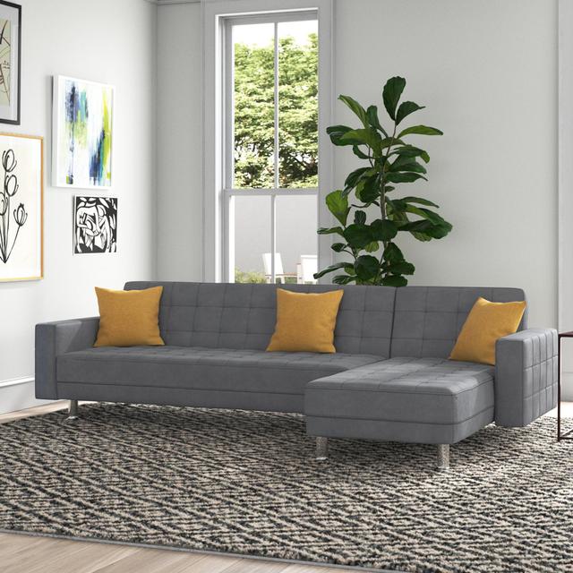 Modular Corner Sofa Bed Zipcode Design Upholstery Colour: Medium Grey on Productcaster.