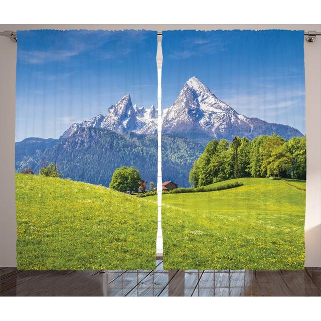 2-tlg. Vorhang-Set mit Stangendurchzug, halbtransparent, halbtransparent East Urban Home Panel-Größe: 280 cm B x 245 T cm on Productcaster.