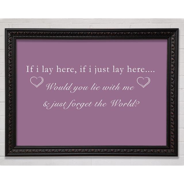 Music Quote If I Lay Here Snow Patrol Wall Art Happy Larry Colour: Dusty Pink, Size: 59.7cm H x 84.1cm W x 1.5cm D, Format: Gunmetal Framed Paper on Productcaster.